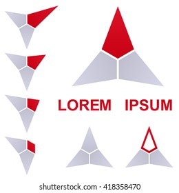 Red and grey triangle logo design set