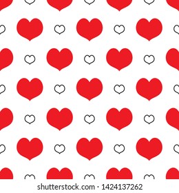 Red and grey vector hearts seamless pattern. Vector illustration seamless pattern. Flat design