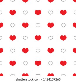 Red and grey vector hearts seamless pattern. Vector illustration seamless pattern. Flat design