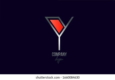 red grey Y letter logo alphabet icon with line design for company and business. Suitable for stylish logotype