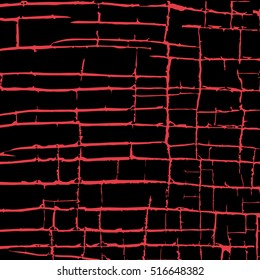 red grid. abstract mesh. rough brick wall. grunge texture. black background.