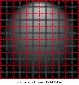 Red grid of double dashed lines on abstract lighting background, vector illustration