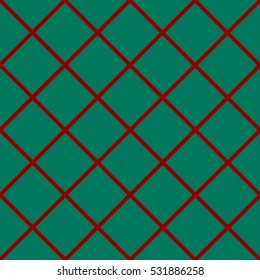 Red Grid Green Christmas Chess Board Diamond Background Vector Illustration.
