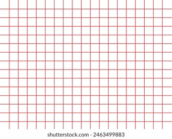 red grid square graph line full page on white paper background 