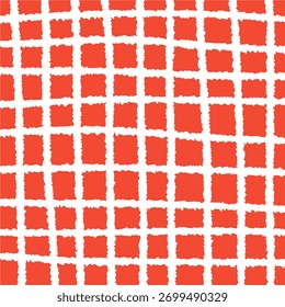 Red Grid Texture Background. Simple hand drawn texture with crayon effect for modern design or social media layout