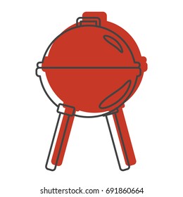 Red grill icon in doodle style. Illustration of grill vector icon isolated on white background for web, labels, logos and advertising