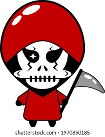 red grim reaper mascot cartoon character vector illustration