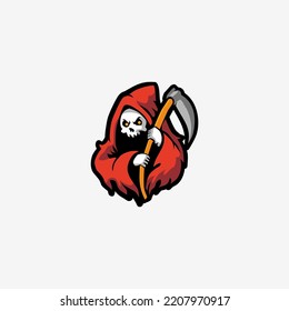 Red Grim Reaper Mascot logo design