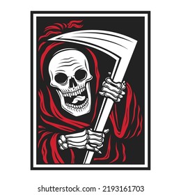 red grim reaper vector illustration 