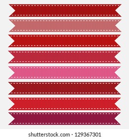 Red Grosgrain Ribbon, Vector. Also See Other Color Sets.