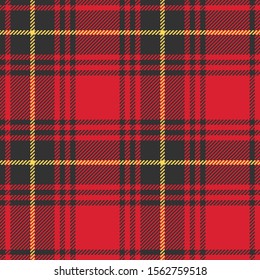 Red Ground Twill Plaid With Black & Yellow Seamless Vector Illustration