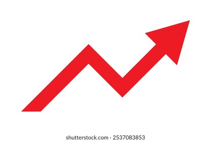 Red grow arrow icon. Success icon. Profit logo.