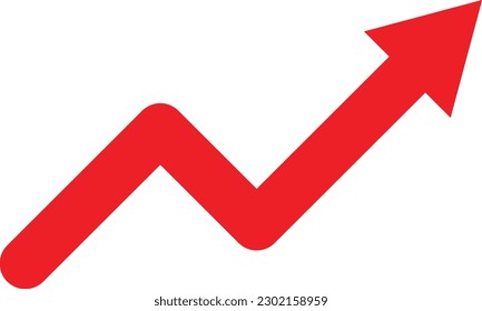 red growing business arrow icon vector . red profit arrow icon