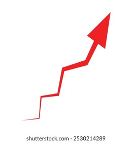 red growing business arrow icon vector . red profit arrow icon. Growing arrow. Red arrow. Eps 10.