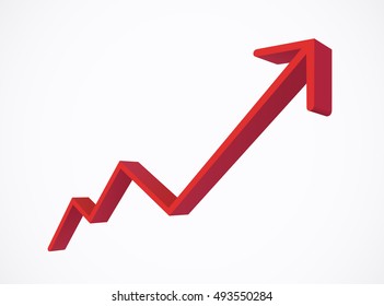 Red Growing Interest Rate Business Graph - Vector Illustration