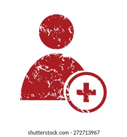 Red grunge add user logo on a white background. Vector illustration