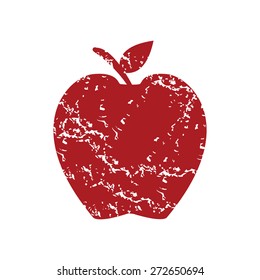 Red grunge apple logo on a white background. Vector illustration