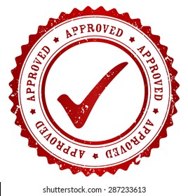 Red grunge approved rubber stamp isolated on white background