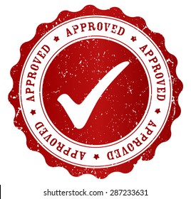 Red grunge approved rubber stamp isolated on white background