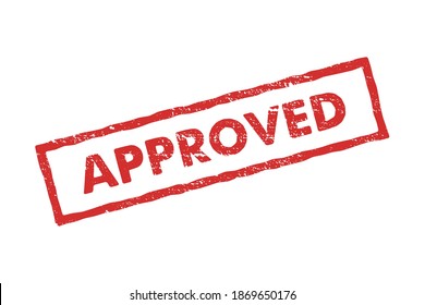 Red grunge approved square rubber stamp isolated on white background. Vector illustration. Approved - vintage rubber stamp.