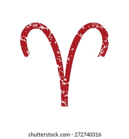 Red grunge Aries logo on a white background. Vector illustration