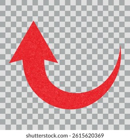 Red grunge arrow pointing left up direction. direction symbol for app, website, ui. modern vector illustration isolated on white background