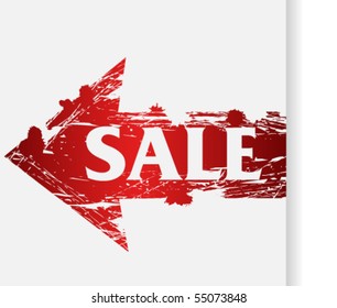 Red grunge arrow with text sale