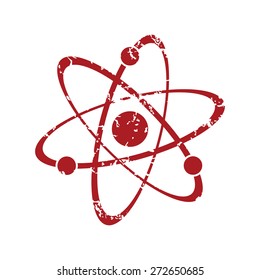 Red grunge atom logo on a white background. Vector illustration