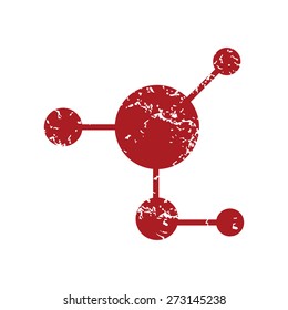 Red grunge atom logo on a white background. Vector illustration