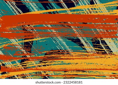 Red grunge background. Abstract texture in scratches, scuffs. Vector chaotic illustration