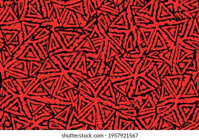 Red grunge background. Seamless abstract texture. A chaotic repeating pattern. Pop art handmade
