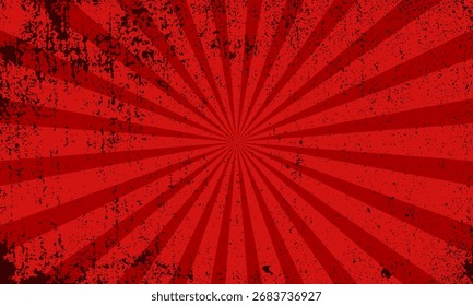Fondo rojo del grunge con la explosión del sol
