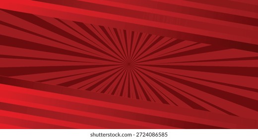 Fundo grunge vermelho com explosão solar. Fundo de raios vermelhos