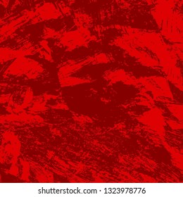 Red grunge background. Vector pattern of brushstrokes of paint with a dry brush