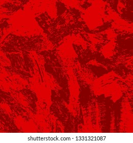 Red grunge background. Vector pattern of brushstrokes of paint with a dry brush