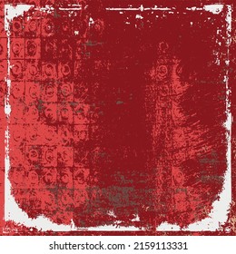 Red grunge background. Vector scratched texture