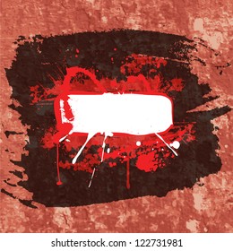  Red grunge blank frame on old wall background