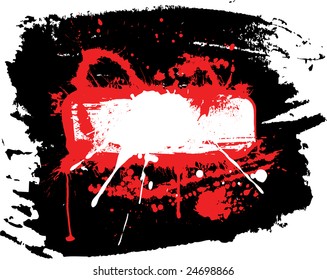 Red grunge blank frame on the dark background