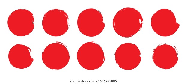roter Grunge Pinsel Kreis Symbol. Vektorgrafik