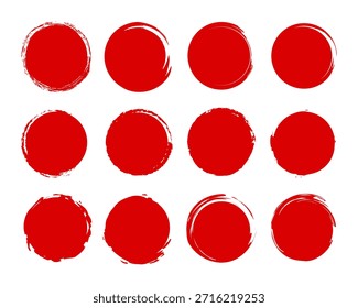 Red Grunge Brush Frame Stroke Circles Collection