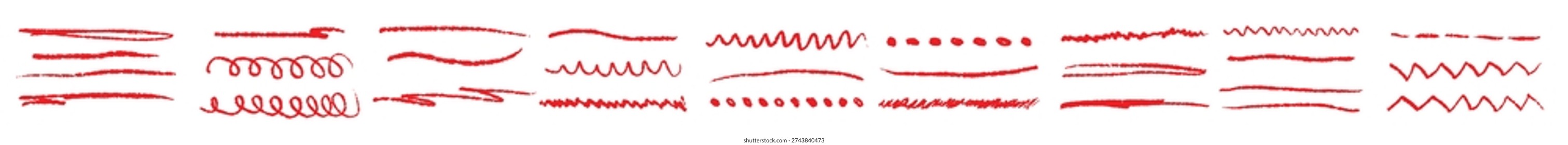 red grunge brush stoke set vector illustration