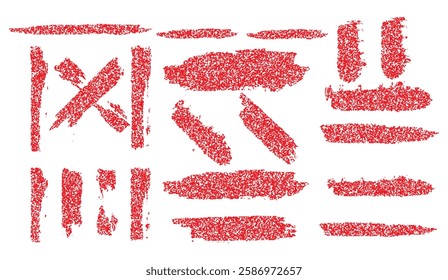 Red grunge brush stroke collection, artistic vector elements for creative design and unique visual effects, abstract grunge background suitable for digital art projects