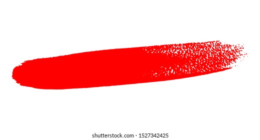 Red Grunge Brush Stroke isolated on white background. Hand Painted Red grunge stroke. Grunge Vector Brush. 