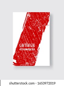 Red grunge brush stroke on white background. Minimalistic style. Vector illustration of grunge element stains. Vector brushes illustration.