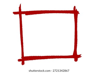 Red Grunge Brush Stroke Square Frame Vector