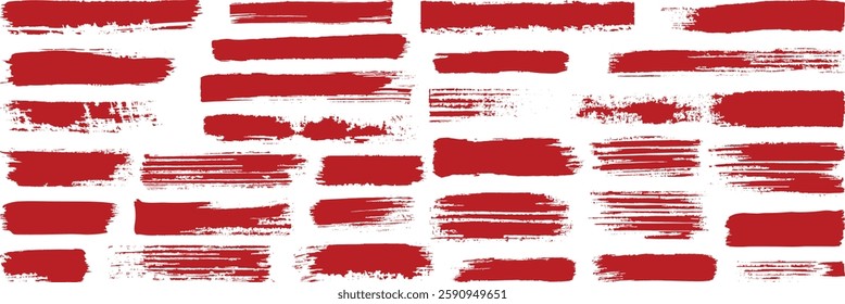 Red Grunge Brush Strokes Vector Illustration on White Background