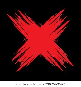 Red grunge brushes cross sign