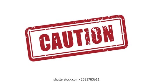 Red Grunge Caution Stamp On A White Surface