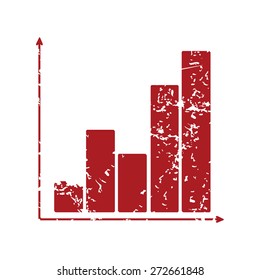 Red grunge chart logo on a white background. Vector illustration
