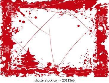 red grunge christmas frame